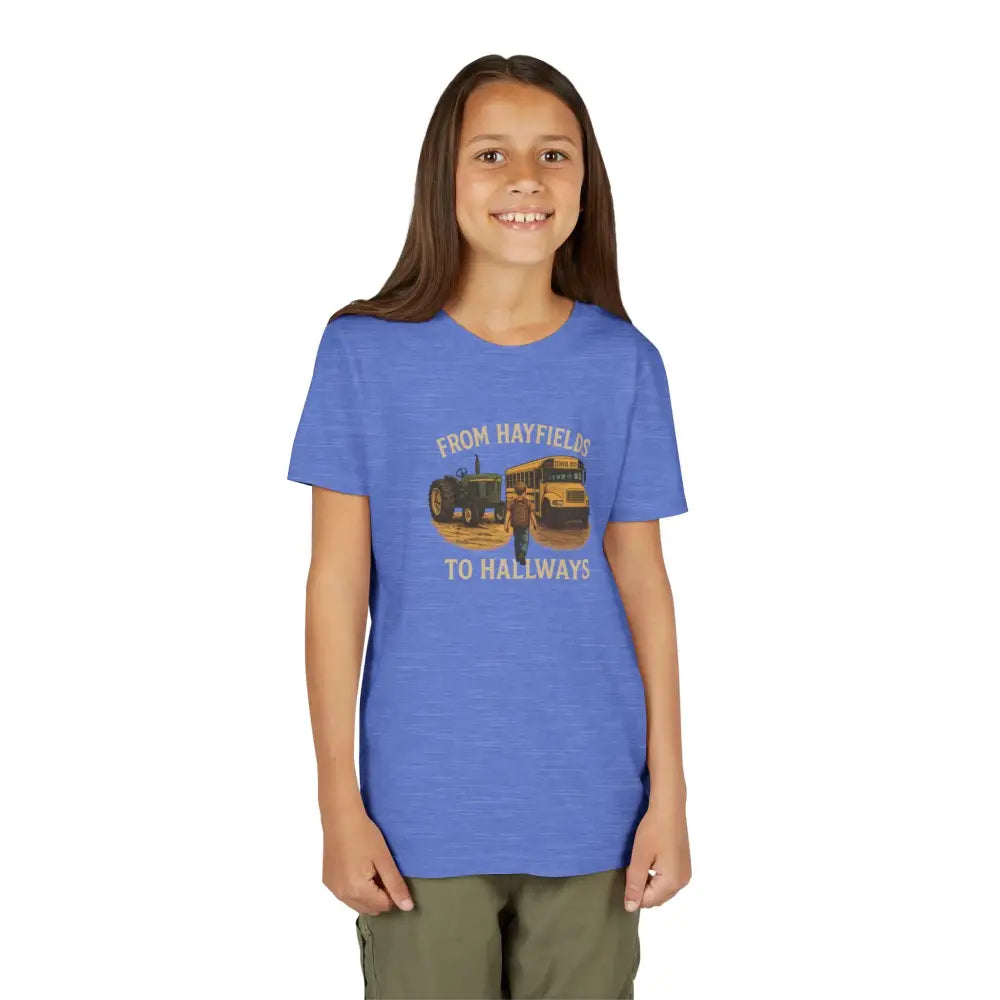 Farm Life Youth Tee Back to School T Shirt Farm Shirt for Kids Everyday Kids Wear S / Heather Columbia Blue Kids clothes