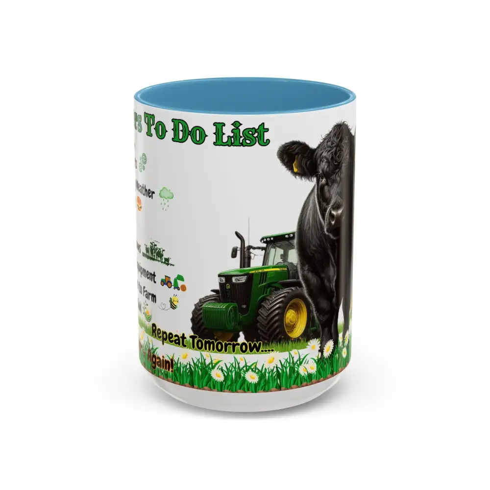 Farmer Themed Coffee Mug Perfect Gift for Farmers Cute Cow Design Rancher Gift 15oz / Light Blue Mugs