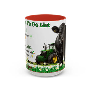 Farmer-Themed Coffee Mug Perfect Gift for Farmers Cute Cow Design Rancher Gift - 15oz / Red - Mugs