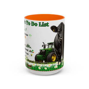 Farmer-Themed Coffee Mug Perfect Gift for Farmers Cute Cow Design Rancher Gift - 15oz / Orange - Mugs