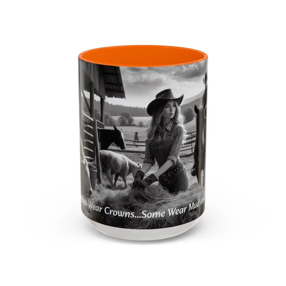 Farmers Wife Mug Funny Cowgirl Coffee Mug Trending Western Kitchen Decor 15oz 15oz / Orange Mugs
