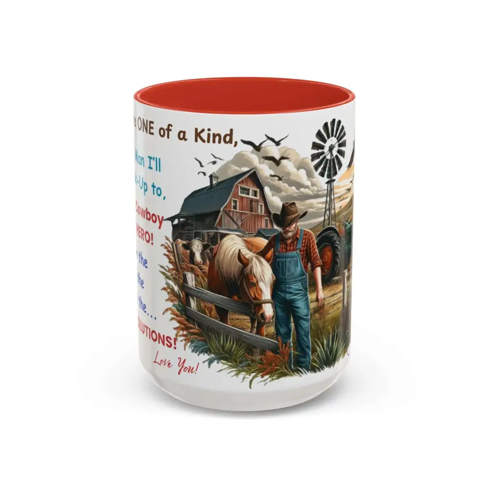 Father’s Day Coffee Mug One of a Kind Dad Country Gifts for Dad Farmer Dad Gifts Ceramic Gift Mug 15oz / Red Mugs
