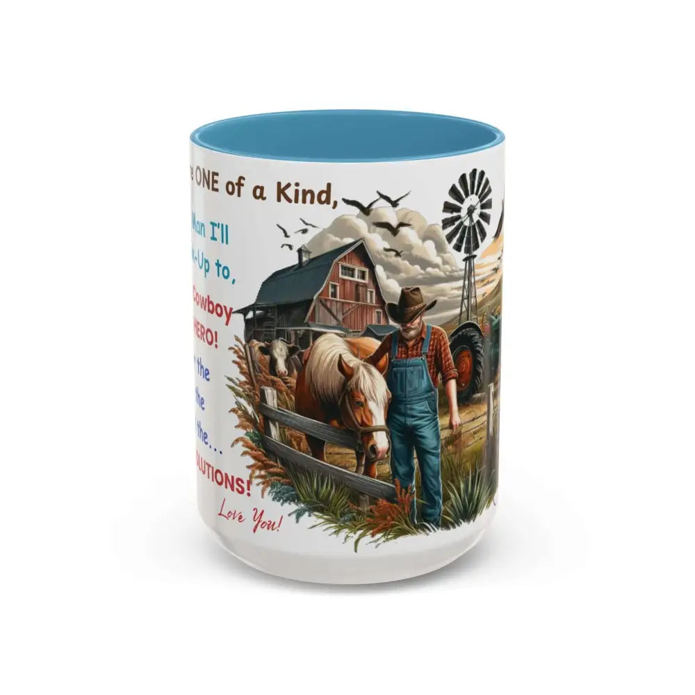Father’s Day Coffee Mug One of a Kind Dad Country Gifts for Dad Farmer Dad Gifts Ceramic Gift Mug 15oz / Light Blue Mugs