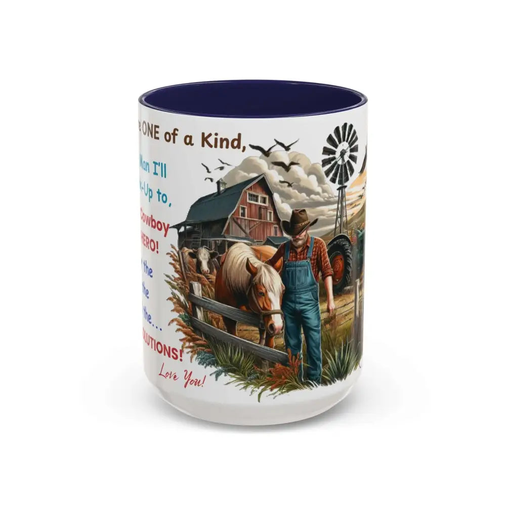 Father’s Day Coffee Mug One of a Kind Dad Country Gifts for Dad Farmer Dad Gifts Ceramic Gift Mug 15oz / Navy Mugs