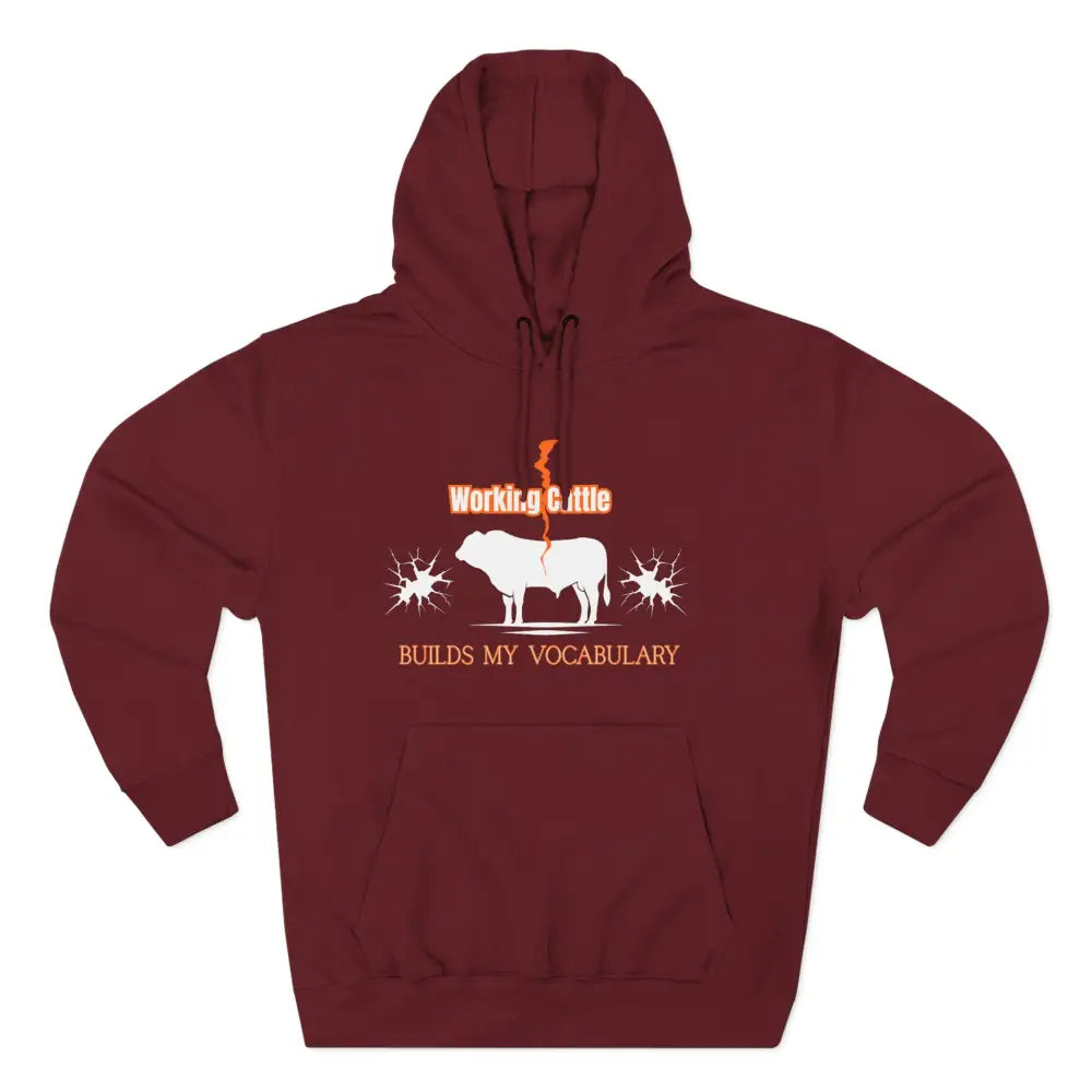 Fleece Farm Hoodie - Working Cattle Rancher Apparel Christmas Gifts for Men - XS / Burgundy - Hoodie