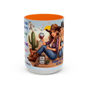 Customizable Friendship Coffee Mug - Cowgirl Friendship Gifts Western Gift Ideas - 15oz / Orange - Mugs