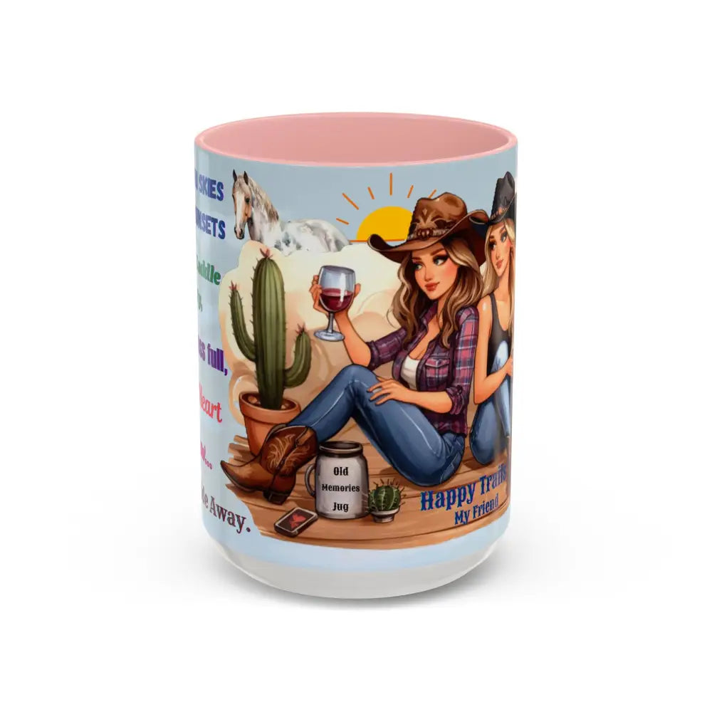 Customizable Friendship Coffee Mug Cowgirl Friendship Gifts Western Gift Ideas 15oz / Pink Mugs