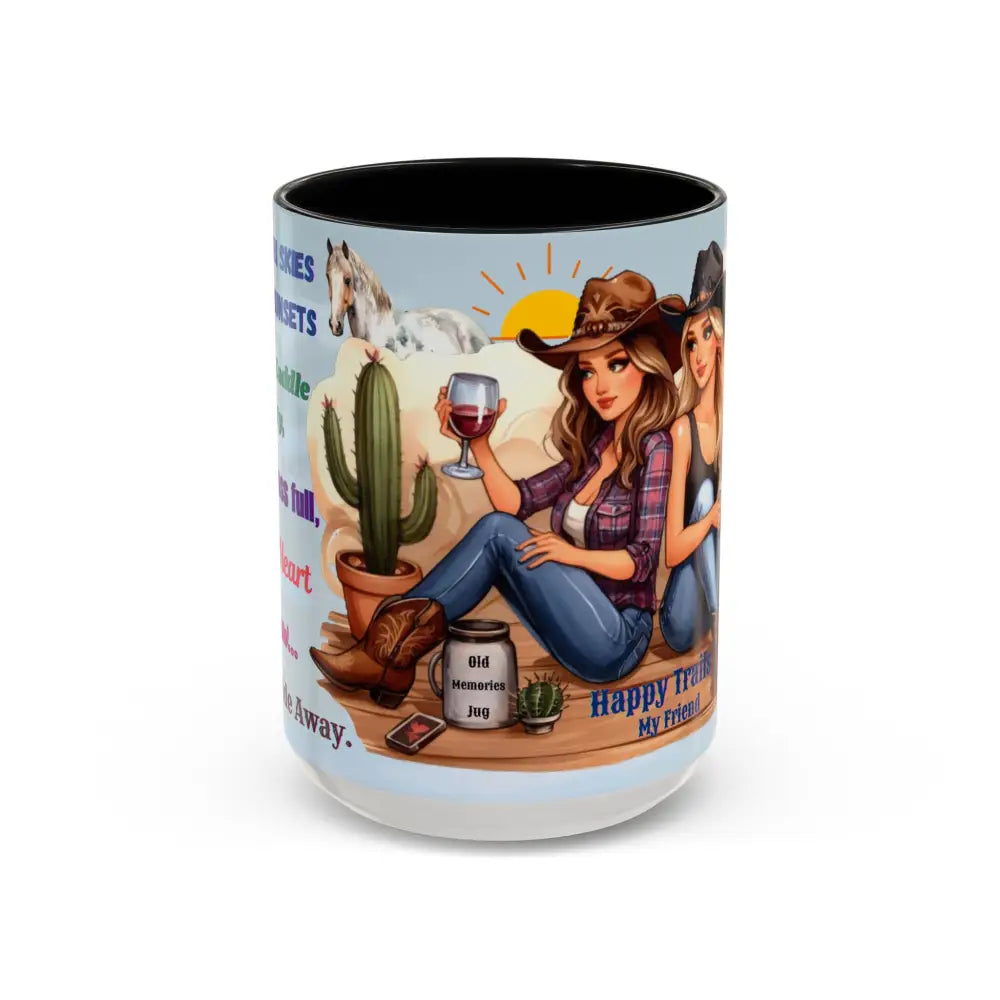 Customizable Friendship Coffee Mug Cowgirl Friendship Gifts Western Gift Ideas 15oz / Black Mugs