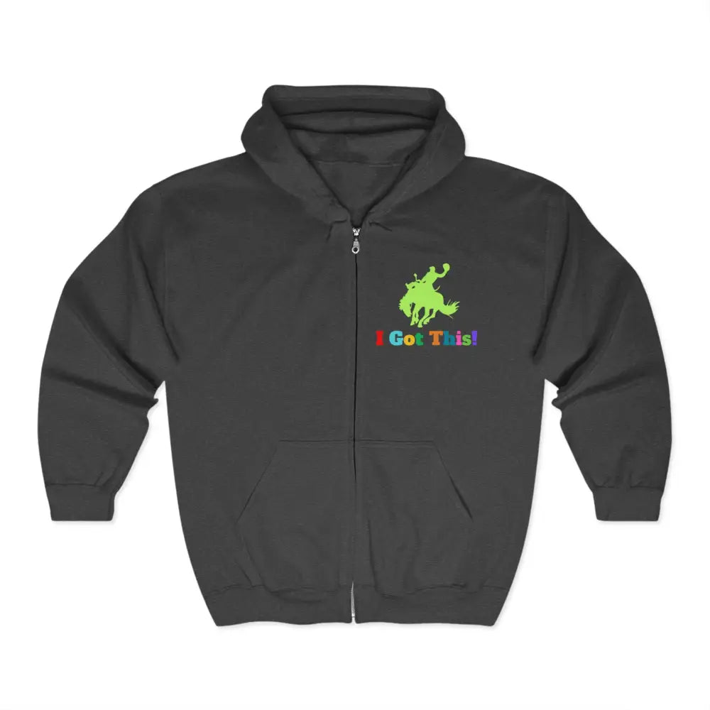 Full Zip Hooded Sweatshirt Zip Hoodie Soft Fleece Hoodie I Got This Hoodie Bucking Bronc Jacket Dark Heather / S Hoodie
