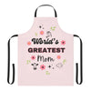 Fun Apron for Moms - ’World’s Greatest Mom’ Design Country Apron for Greatest Mama - One size / Black / Pink - Apron