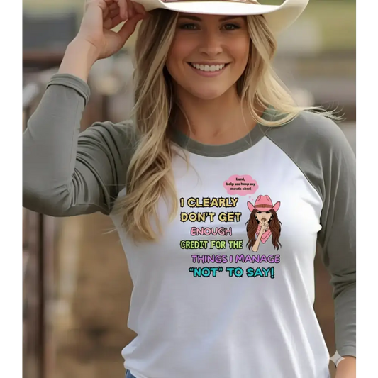 Fun Raglan Shirt Sassy Cowgirl Shirt Cowgirl Apparel Humorous Gifts for Her - Long-sleeve