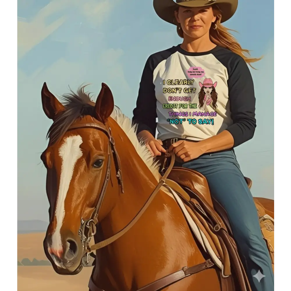 Fun Raglan Shirt Sassy Cowgirl Shirt Cowgirl Apparel Humorous Gifts for Her - Long-sleeve