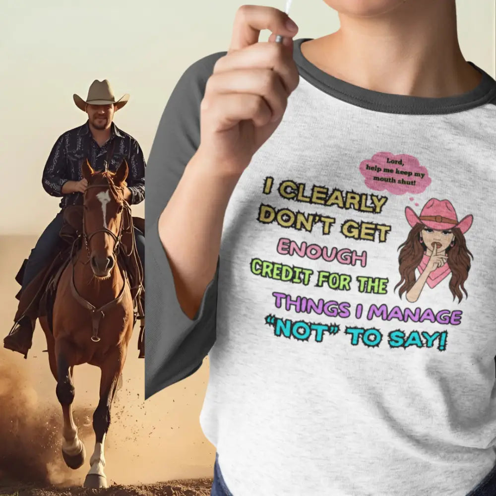 Fun Raglan Shirt Sassy Cowgirl Shirt Cowgirl Apparel Humorous Gifts for Her - Long-sleeve