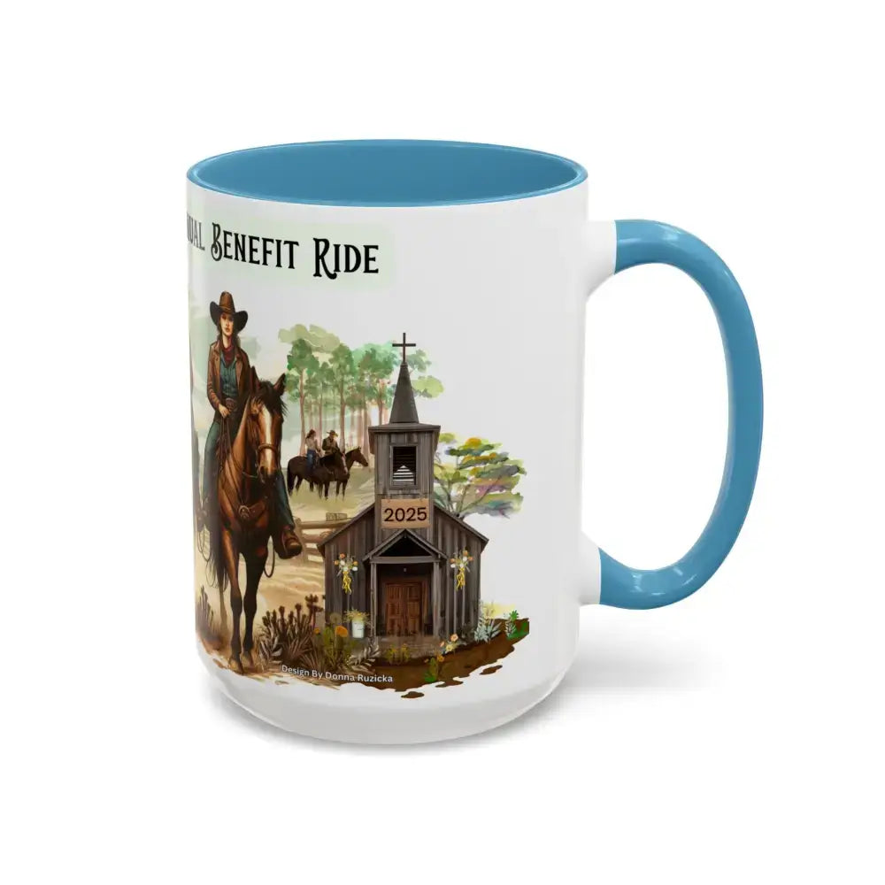 Fundraiser Coffee Mug - Larkin Coffer Annual Trail Ride Fundraiser 15 oz Custom Horse Lover Cups - Mug