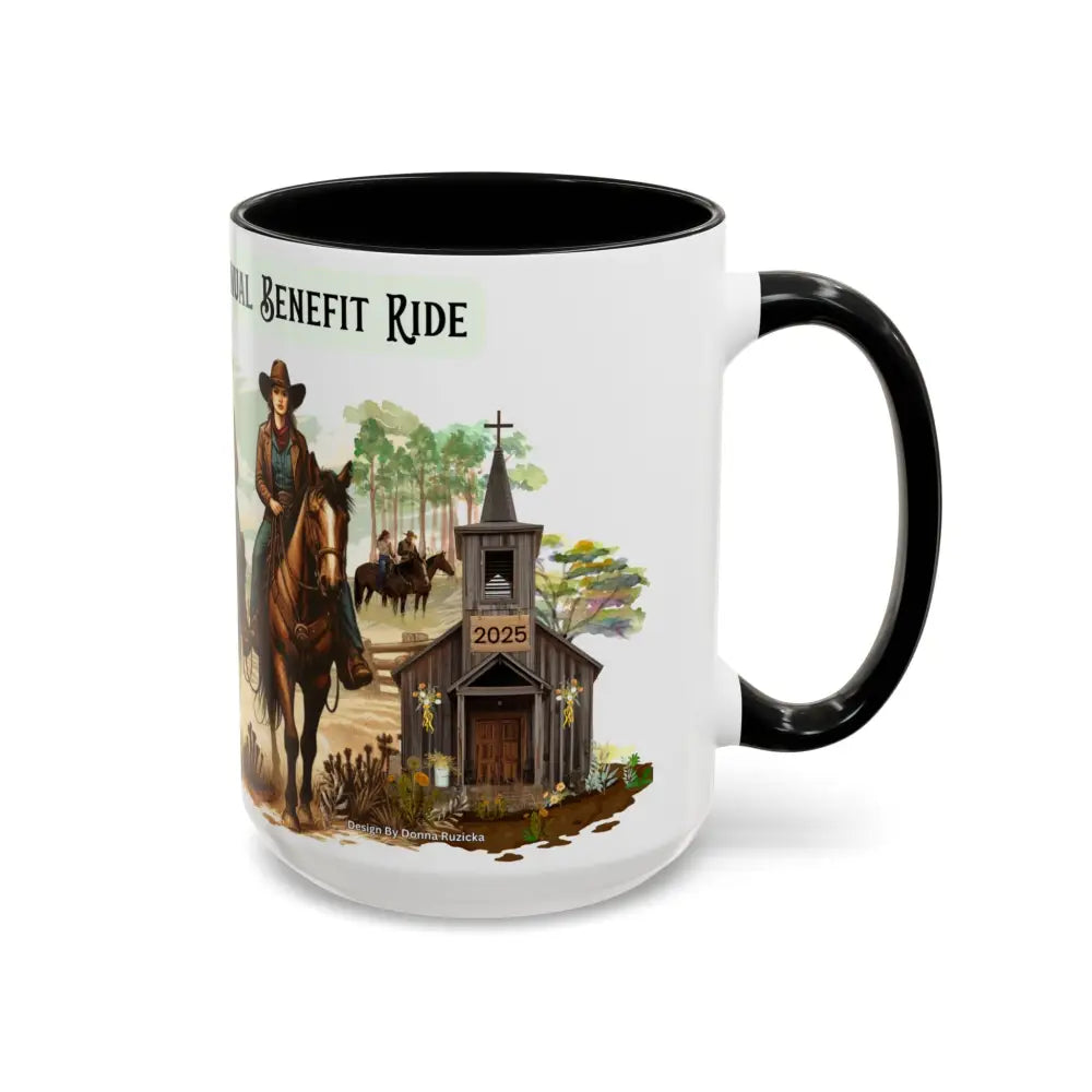 Fundraiser Coffee Mug - Larkin Coffer Annual Trail Ride Fundraiser 15 oz Custom Horse Lover Cups - Mug