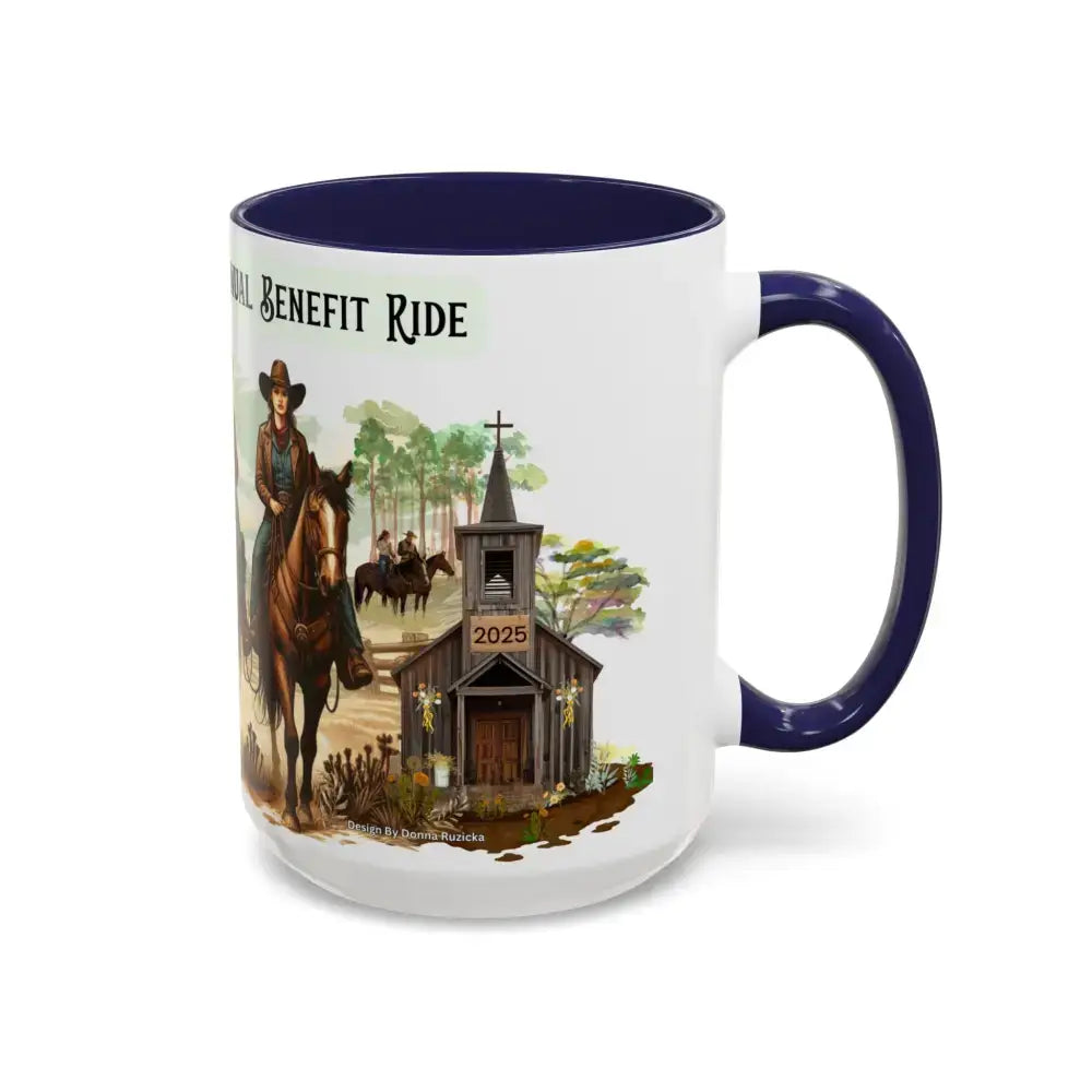 Fundraiser Coffee Mug - Larkin Coffer Annual Trail Ride Fundraiser 15 oz Custom Horse Lover Cups - Mug