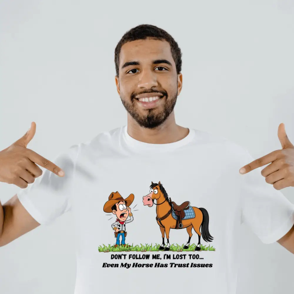 Funny Cowboy Horse T-Shirt Trail Riding Tee Western Shirt for Men - T-Shirt