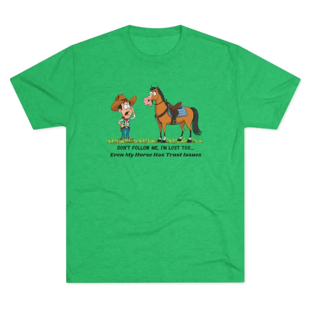 Funny Cowboy Horse T-Shirt Trail Riding Tee Western Shirt for Men - S / Tri-Blend Envy - T-Shirt