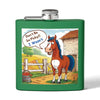 Funny Horse Stainless Steel Flask Unique Gift for Horse Lovers 6oz - 6oz / Green - Mugs