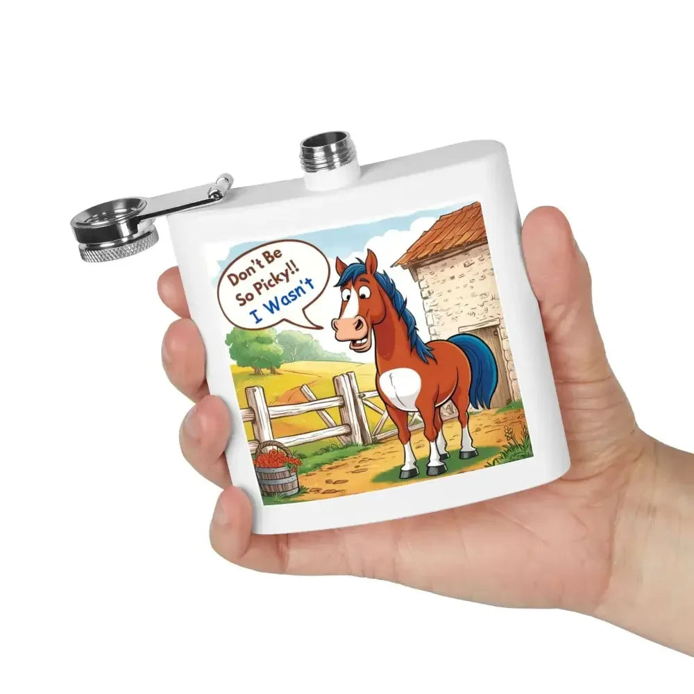 Funny Horse Stainless Steel Flask, Unique Gift for Horse Lovers, 6oz - The Best New Thing