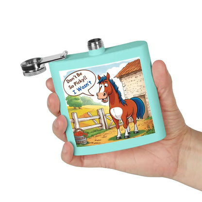 Funny Horse Stainless Steel Flask Unique Gift for Horse Lovers 6oz - Mugs