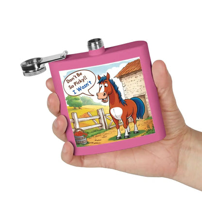 Funny Horse Stainless Steel Flask Unique Gift for Horse Lovers 6oz - Mugs