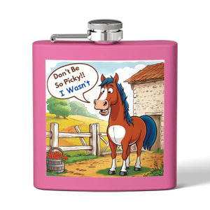 Funny Horse Stainless Steel Flask Unique Gift for Horse Lovers 6oz - 6oz / Pink - Mugs