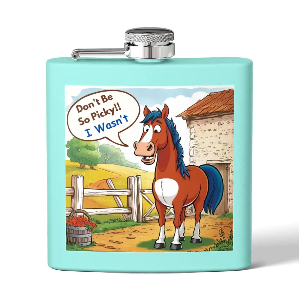 Funny Horse Stainless Steel Flask Unique Gift for Horse Lovers 6oz - 6oz / Teal - Mugs