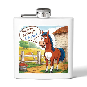 Funny Horse Stainless Steel Flask Unique Gift for Horse Lovers 6oz - 6oz / White - Mugs