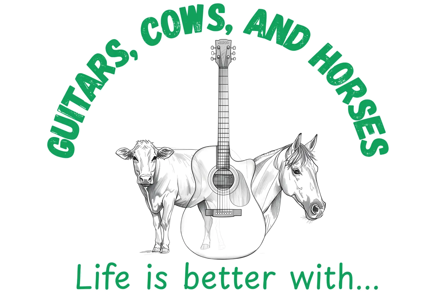 Guitars Cows & Horses Hoodie — Hoodies for Men Winter Farm Apparel