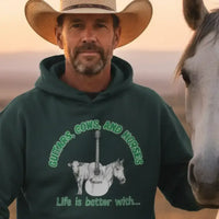 Guitars, Cows & Horses Hoodie — Hoodies for Men, Winter Farm Apparel - The Best New Thing