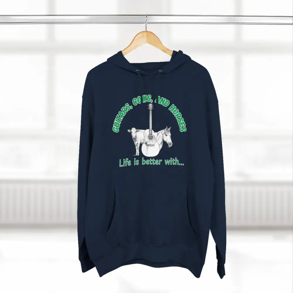 Guitars Cows & Horses Hoodie — Hoodies for Men Winter Farm Apparel - Hoodie