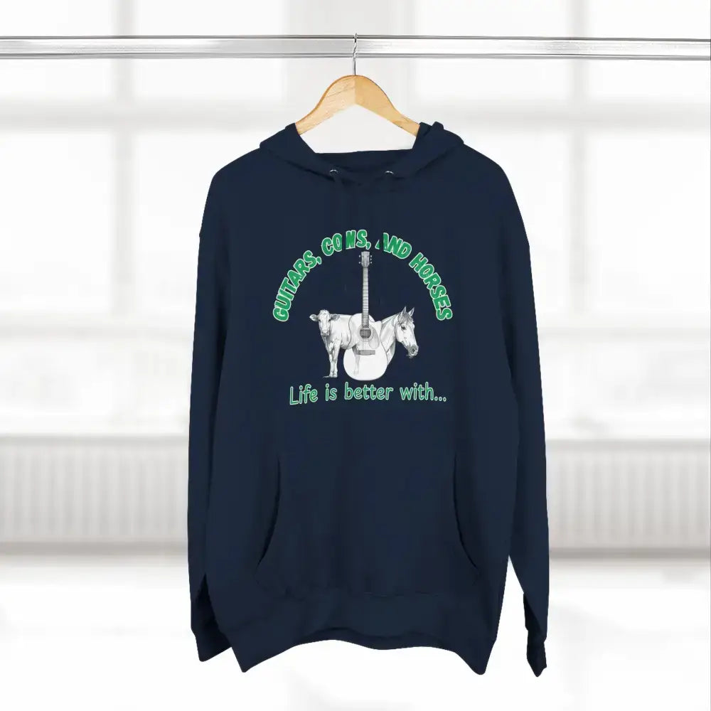 Guitars Cows & Horses Hoodie — Hoodies for Men Winter Farm Apparel - Hoodie