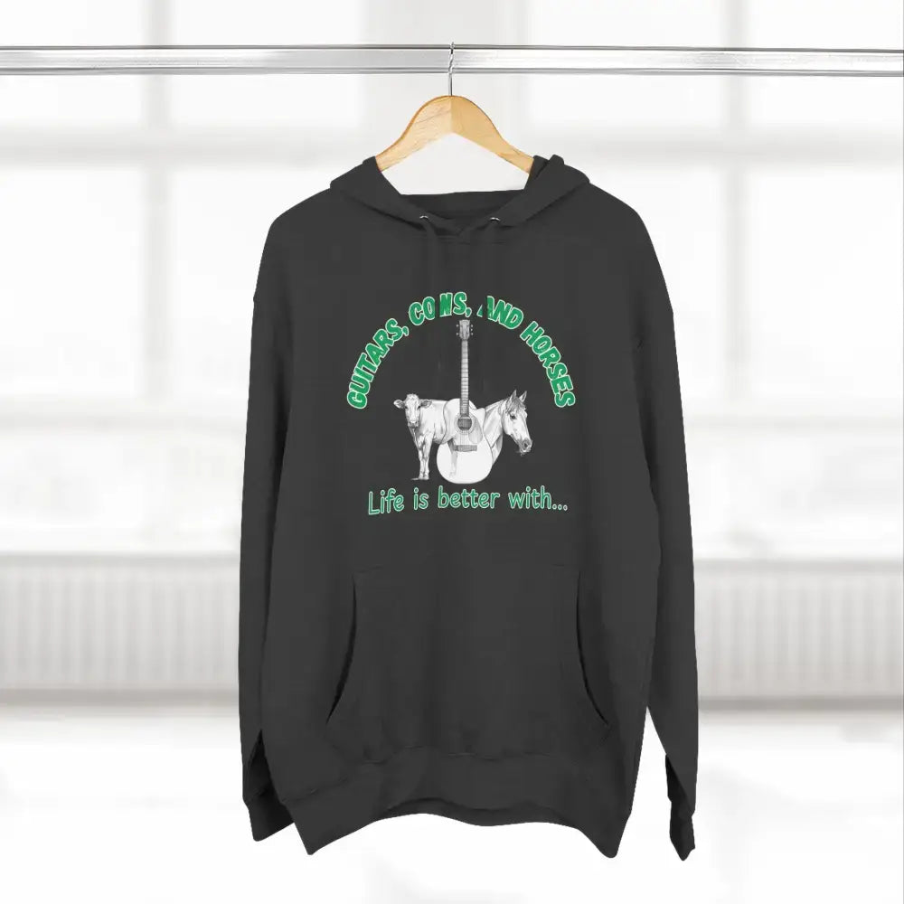 Guitars Cows & Horses Hoodie — Hoodies for Men Winter Farm Apparel - Hoodie