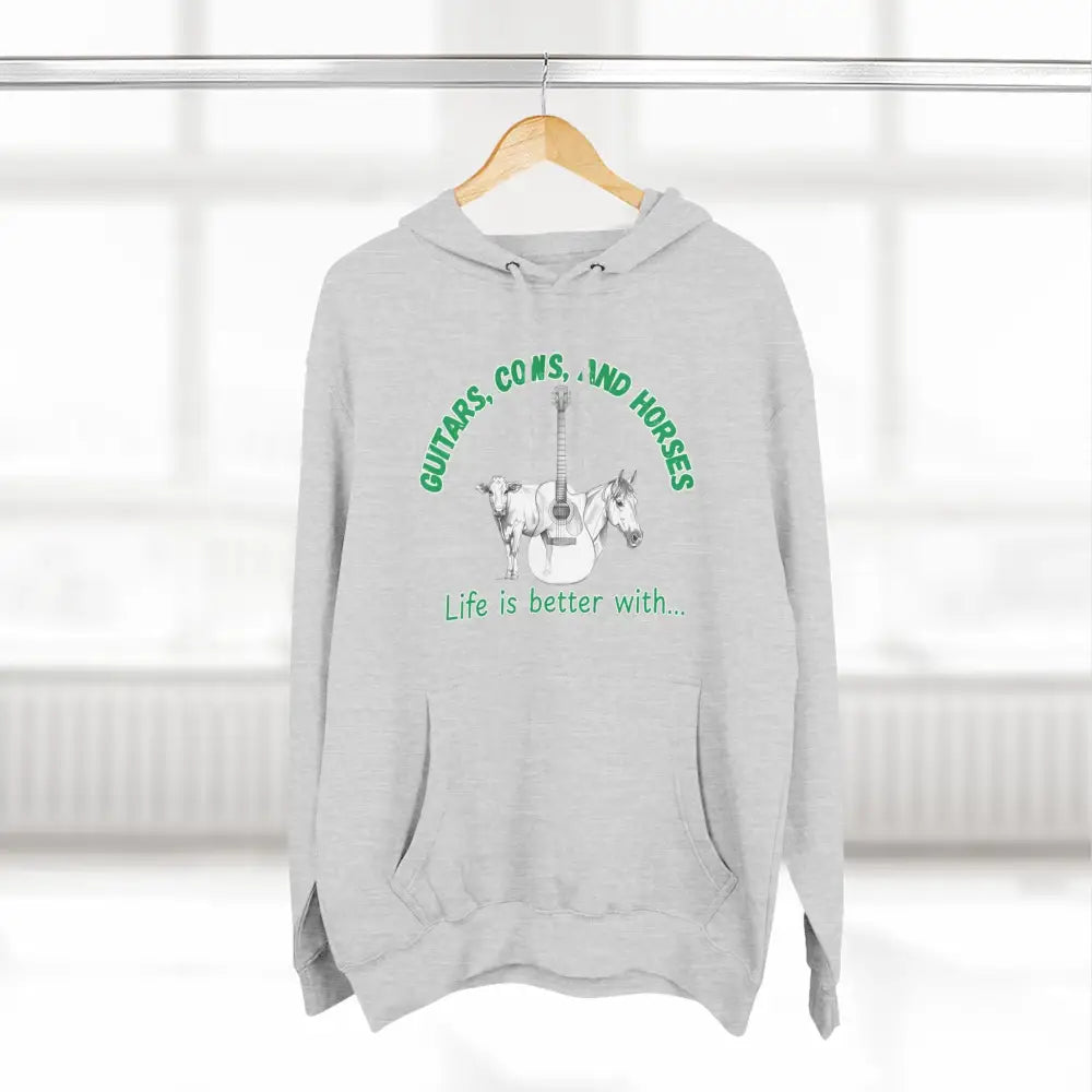 Guitars Cows & Horses Hoodie — Hoodies for Men Winter Farm Apparel - Hoodie