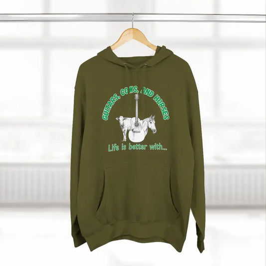 Guitars Cows & Horses Hoodie — Hoodies for Men Winter Farm Apparel - Hoodie