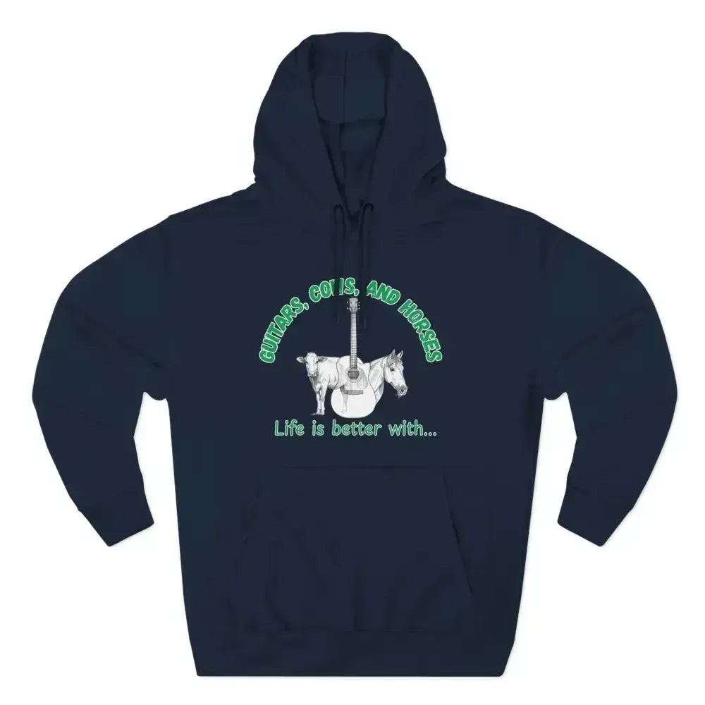 Guitars, Cows & Horses Hoodie — Hoodies for Men, Winter Farm Apparel - The Best New Thing
