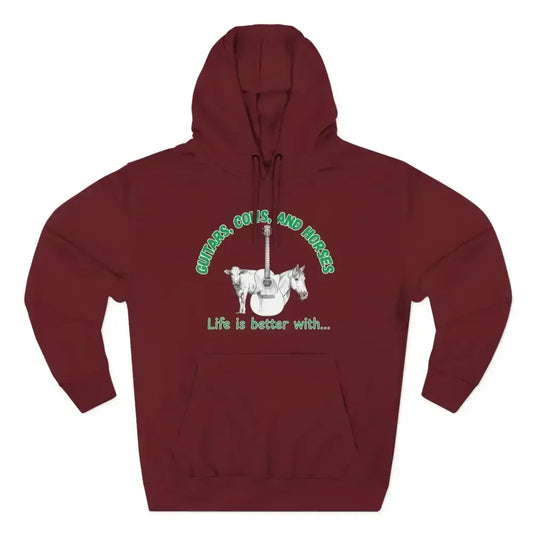 Guitars, Cows & Horses Hoodie — Hoodies for Men, Winter Farm Apparel - The Best New Thing