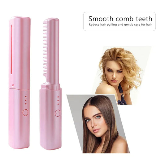 Wireless USB Hair Straightener Comb, Fast Heating Curler - The Best New Thing