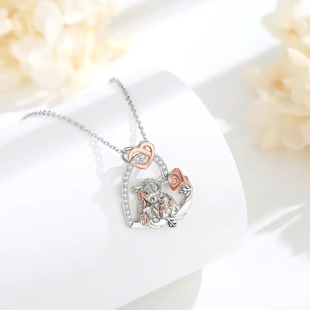 Highland Cow Necklace for Women 925 Sterling Silver Cow Lover Jewelry Gift Farm Style Necklace Jewelry