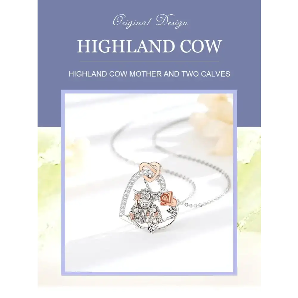 Highland Cow Necklace for Women 925 Sterling Silver Cow Lover Jewelry Gift Farm Style Necklace Jewelry