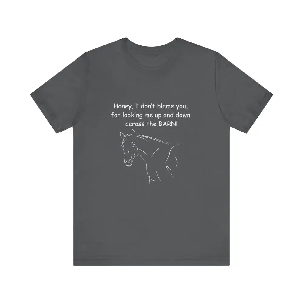 Gray classic unisex jersey short sleeve tee with horse graphic and text for Cowgirl Gifts