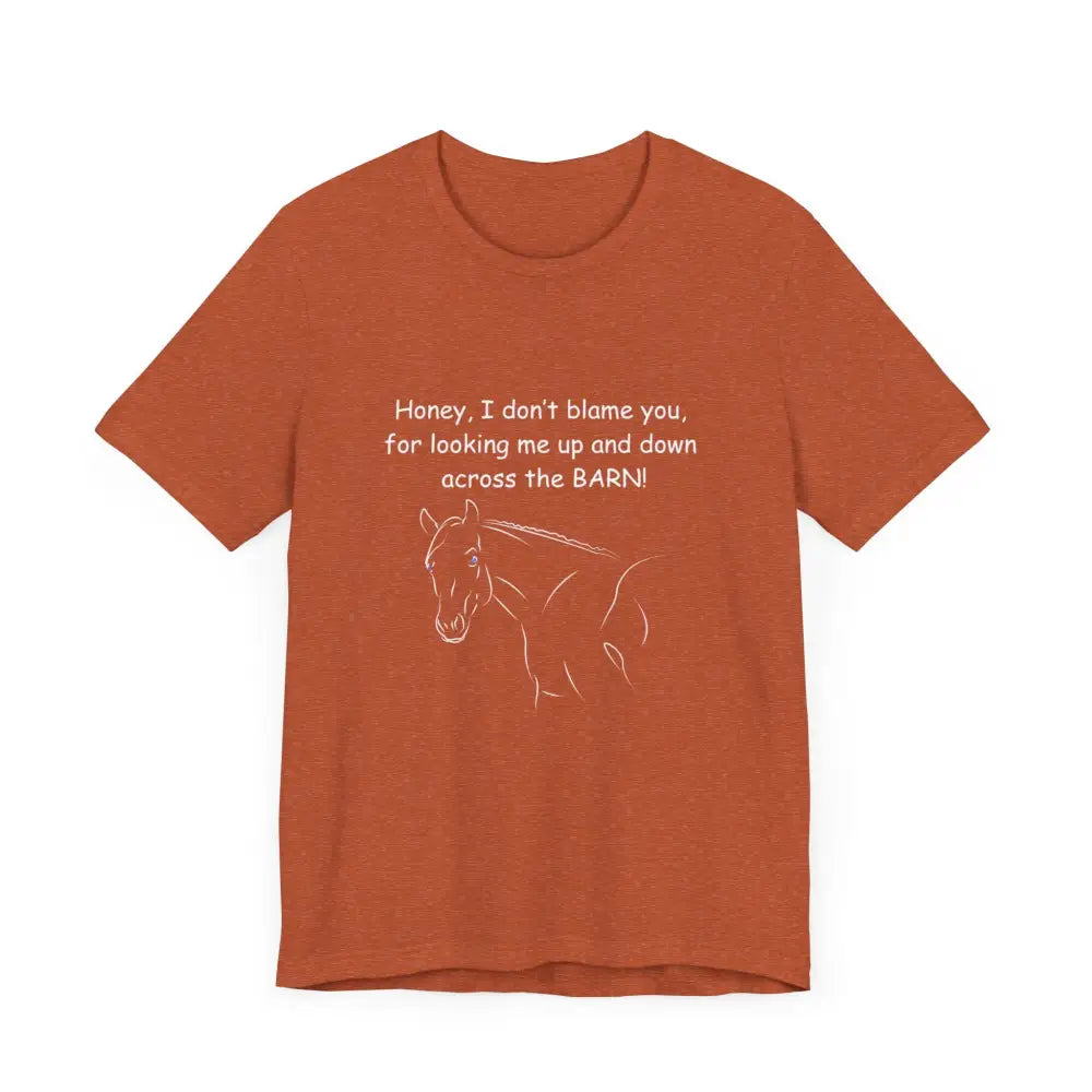 Orange classic unisex jersey short sleeve tee with horse graphic and text for Cowgirl Gifts