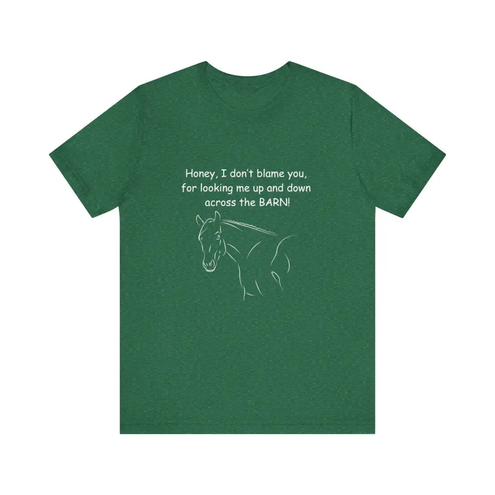 Green T-shirt with horse graphic, classic unisex jersey short sleeve tee for Cowgirl Gifts