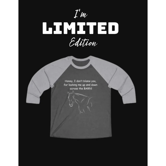 Limited edition horse lover tee: unisex loose-fit 3/4 sleeve with horse graphic