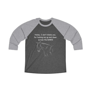 Honey I Don’t Blame You Unisex 3\4 Sleeve Tee - Horse Lover Tee - Premium Heather / Vintage Black / S - Long-sleeve