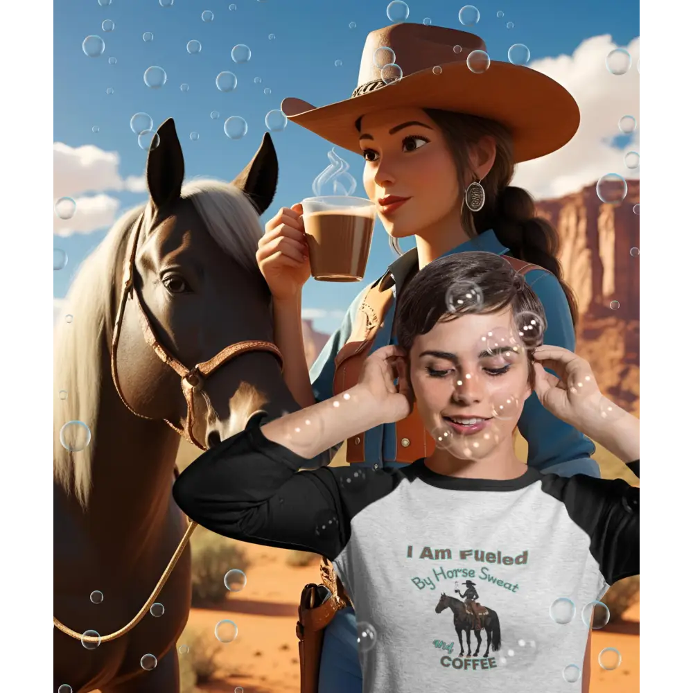 Horse and Coffee Lover’s 3/4 Sleeve Baseball Tee Equestrian Coffee Lover Shirt Horse Apparel Activewear
