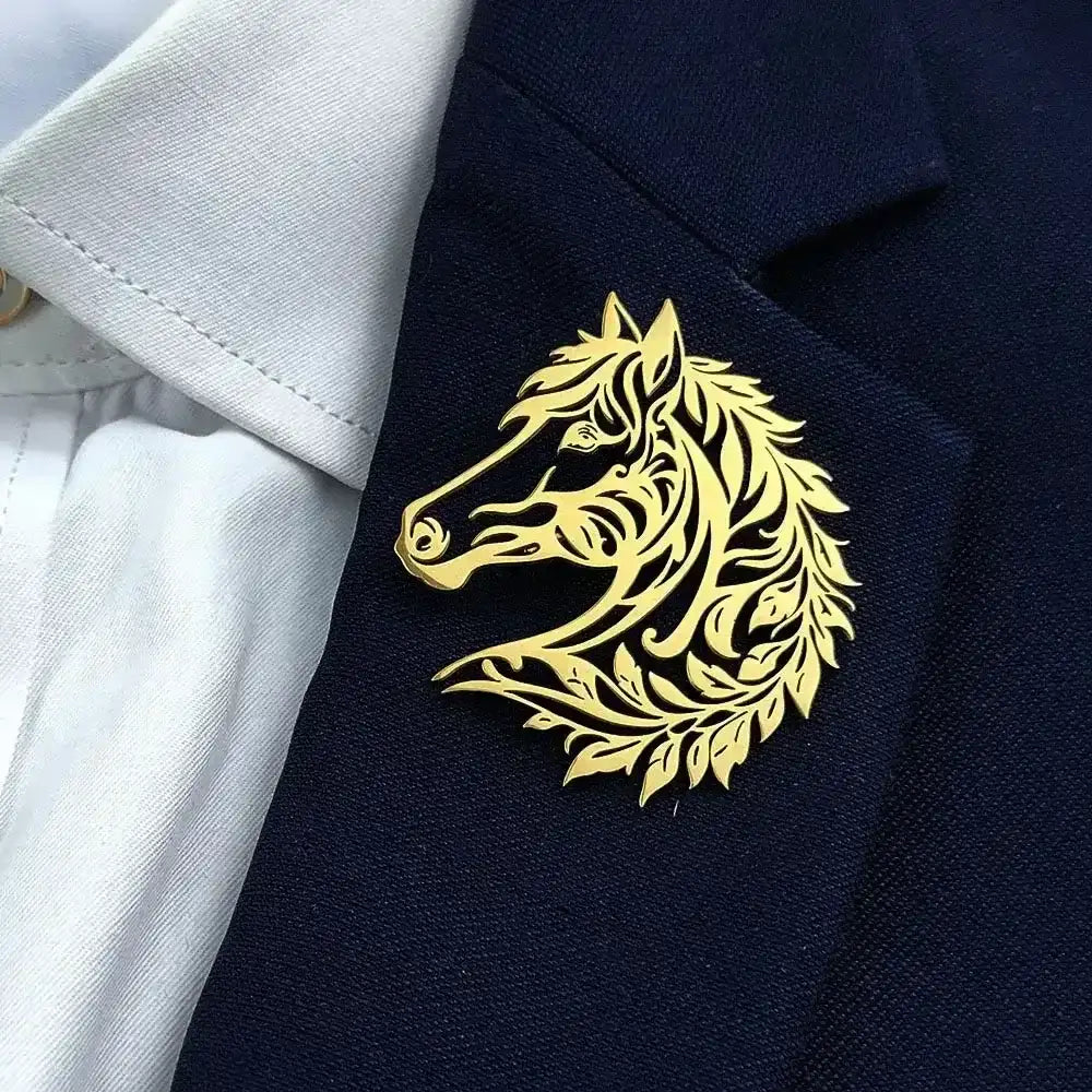 Horse Head Brooch, Stainless Steel Jewelry, Western Suit Accessories - The Best New Thing
