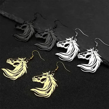 Horse Head Dangle Earrings For Women Stainless Steel Drop Earrings - The Best New Thing