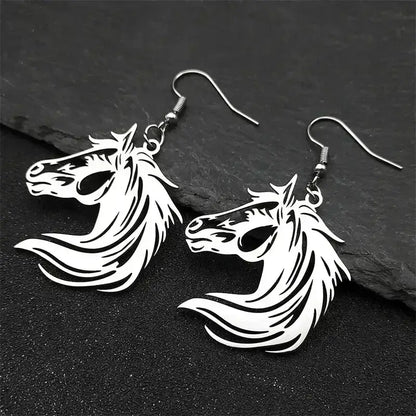 Horse Head Dangle Earrings For Women Stainless Steel Drop Earrings - The Best New Thing